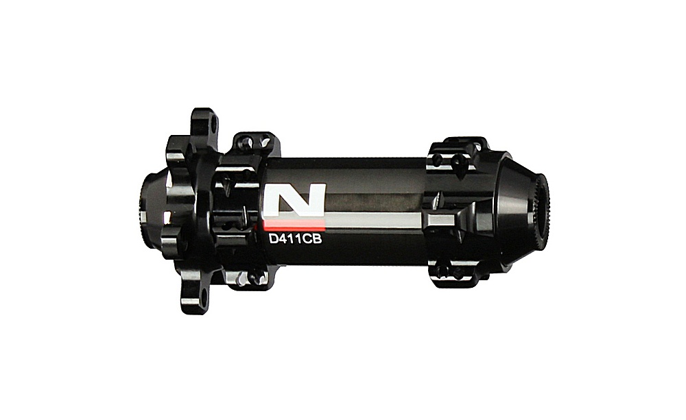Mozzo disco anteriore Novatec D411CB-12, nero, 24 fori