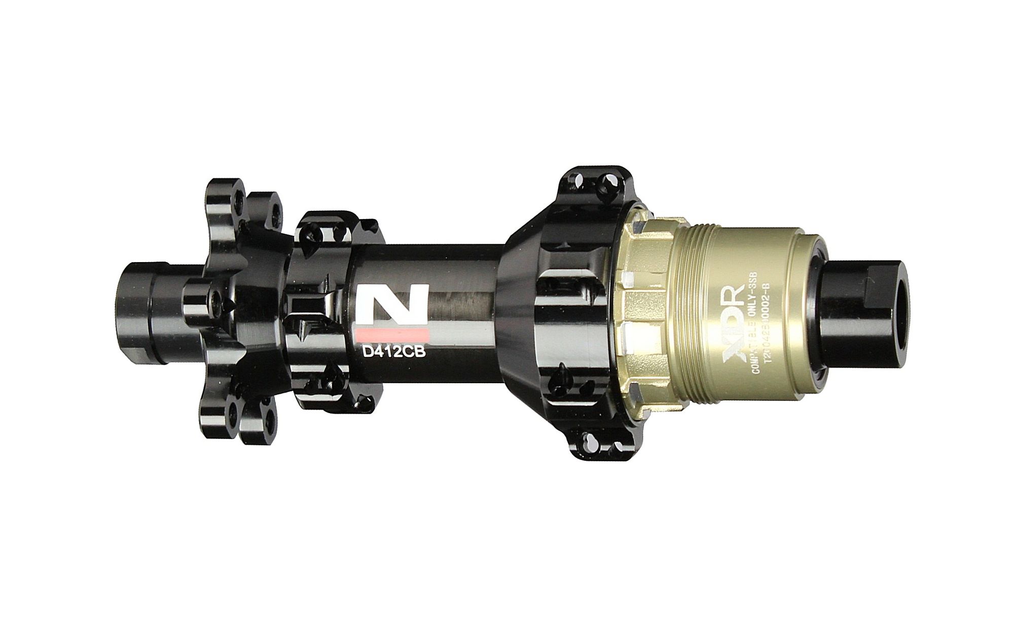 Mozzo posteriore Novatec D412CB-X12-A4A-XDR, nero, 24 fori