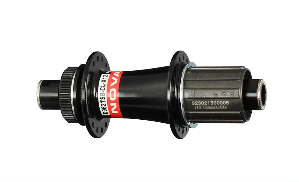 Mozzo ruota posteriore Novatec D982TSB-CL-X12-11S, centerlock, nero, 28 fori