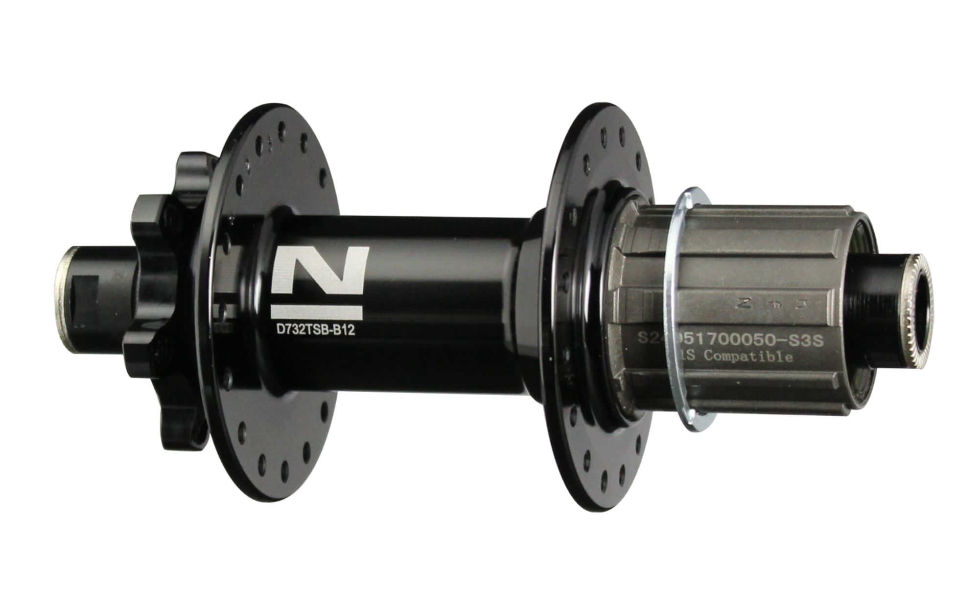 Mozzo posteriore a disco Novatec D732TSBT-S3S-B12-11S, nero, 32 fori
