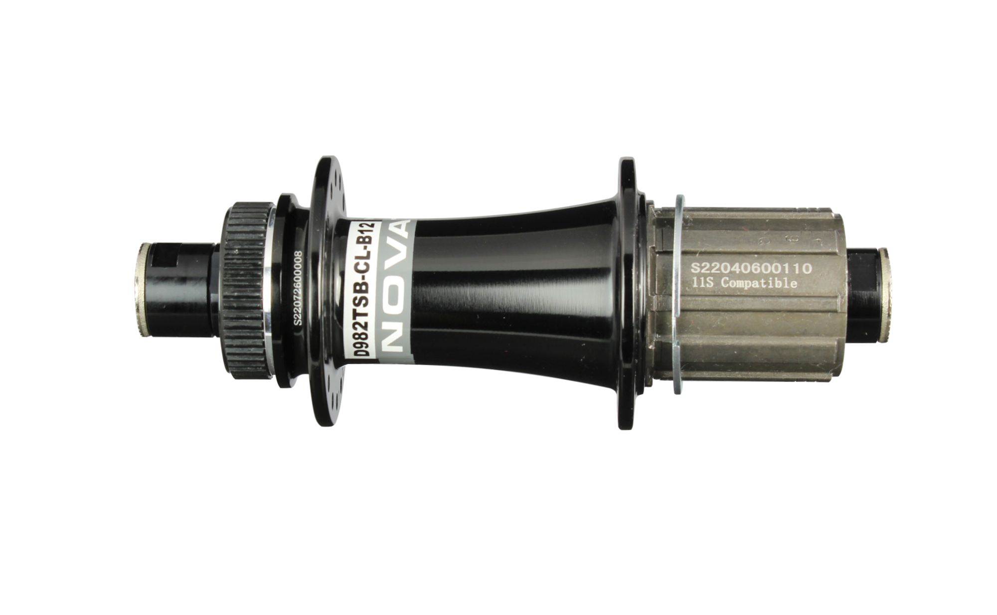 Mozzo posteriore Novatec D982TSB-CL-B12-11S, centerlock, nero, 32 fori