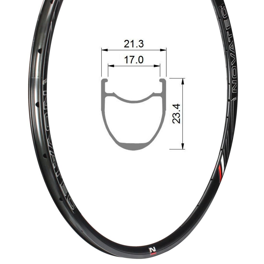 Cerchio, lega, 700C, 24H L12R12, DWA23C, 23.4×17, Tub.Ready, Sleeved, Novatec-SKC (CXD-C)
