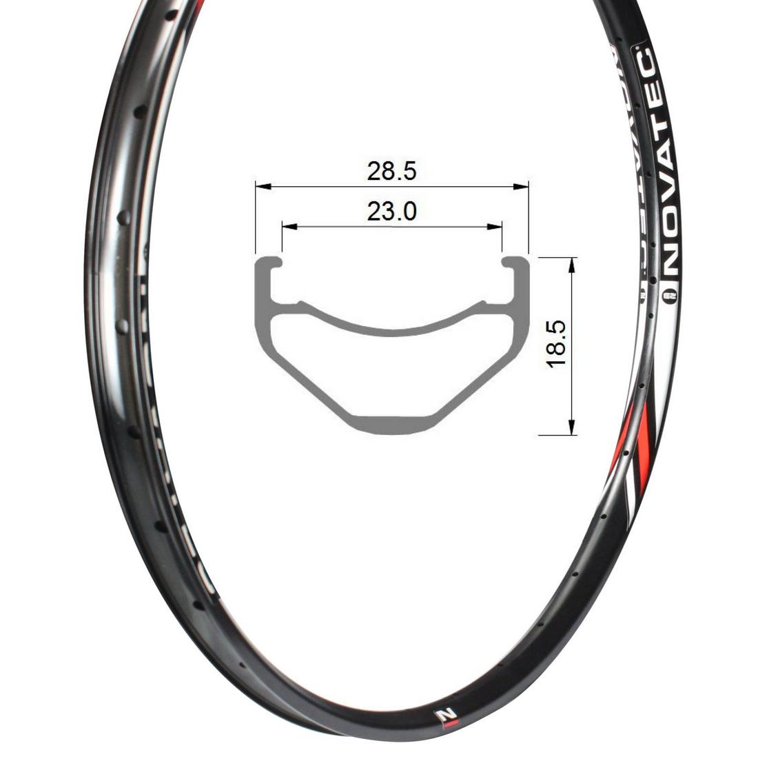 Cerchio, lega, 27.5″, 32H, MZA23C, 18.5×23, Tub.Ready, Sleeved, Novatec-SKC (Diablo27,5)