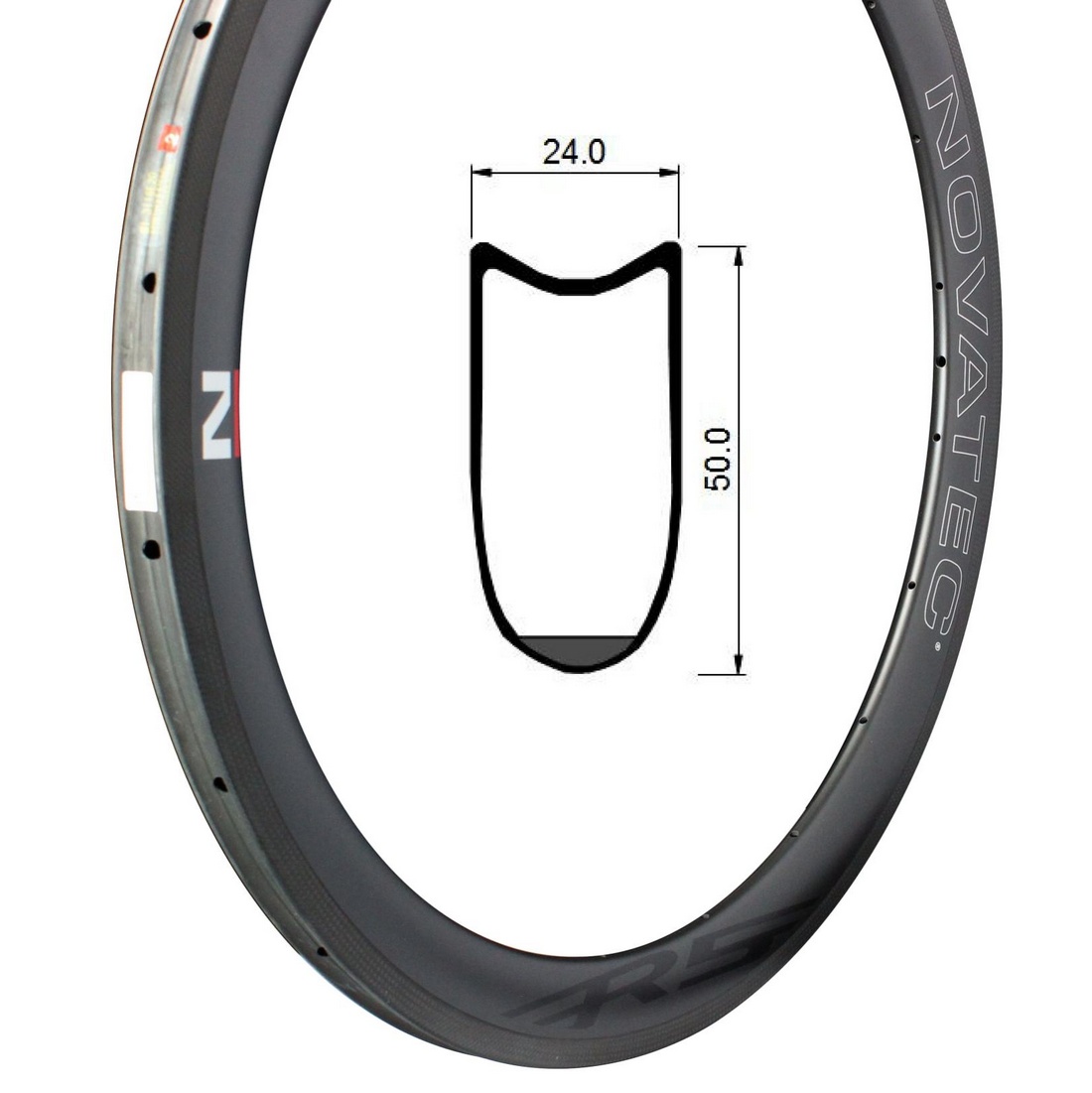 Cerchio anteriore largo Rim Carbon R5-T_U2.1 20H(10:10) con logo R5
 – SRV
