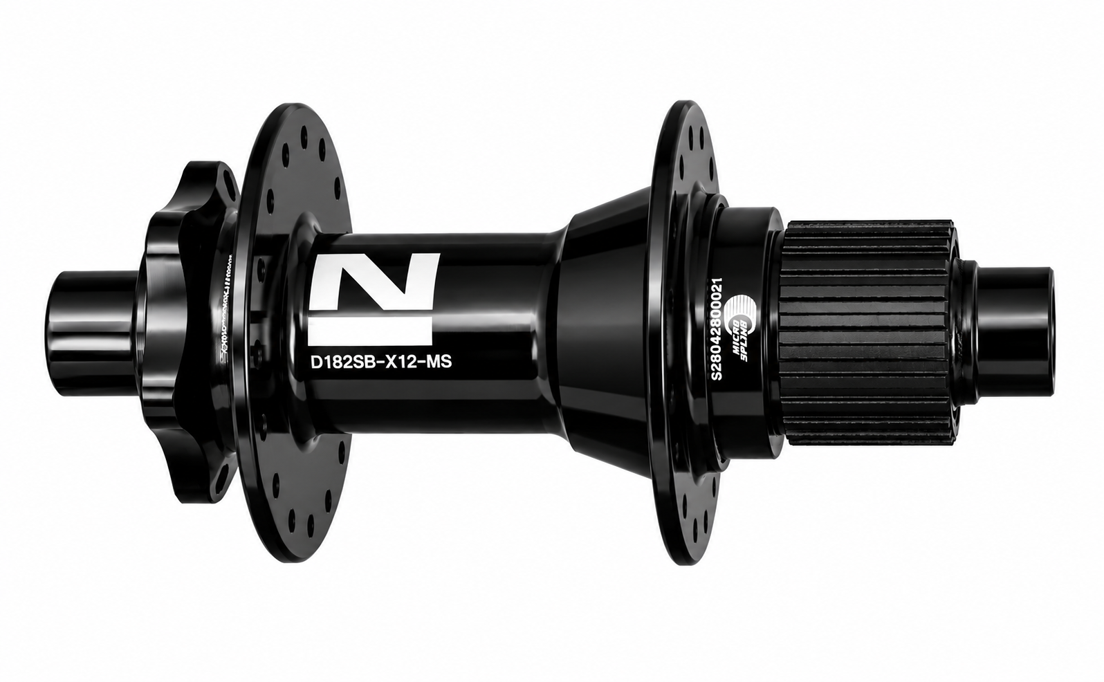 Mozzo disco posteriore Novatec D182SB-X12-MS, 6 bulloni, nero, 32 fori