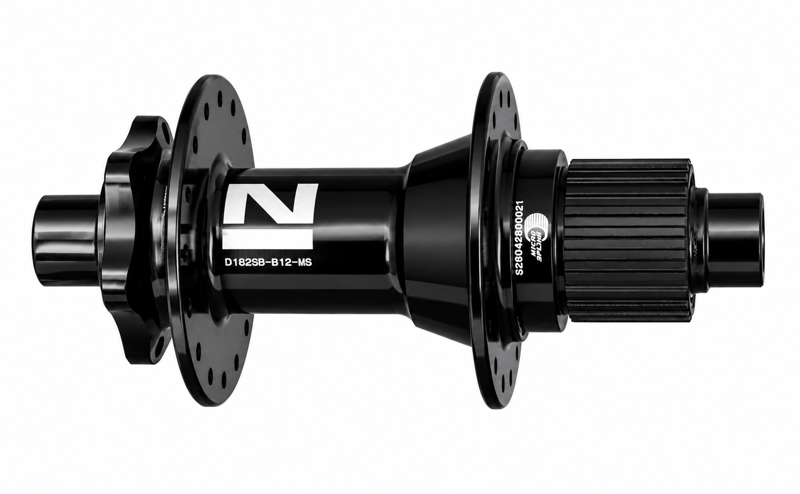 Mozzo disco posteriore Novatec D182SB-B12-MS, 6 bulloni, nero, 32 fori