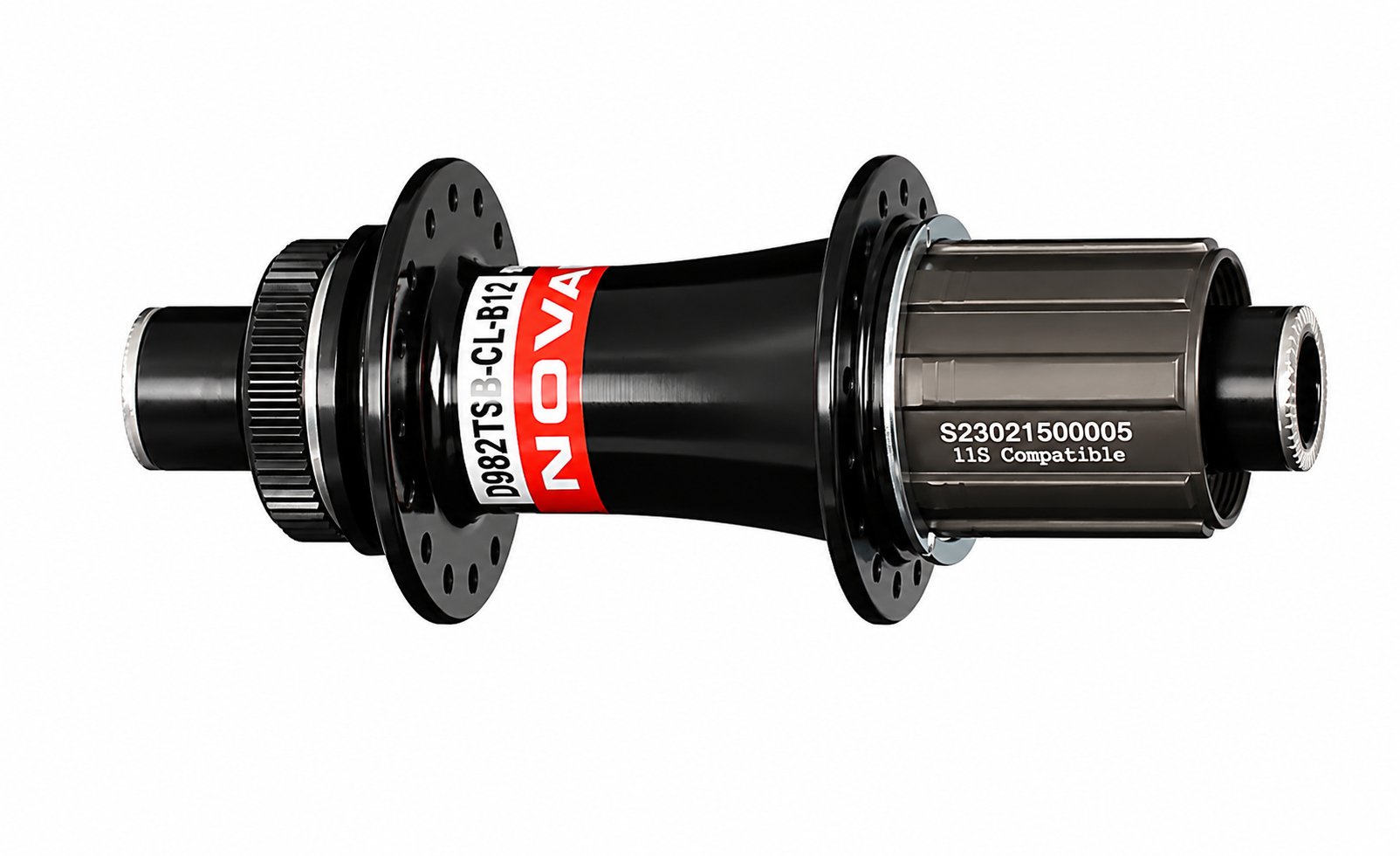 Rear disc hub Novatec D982TSB-CL-B12-11S, centerlock, black, 32 holes